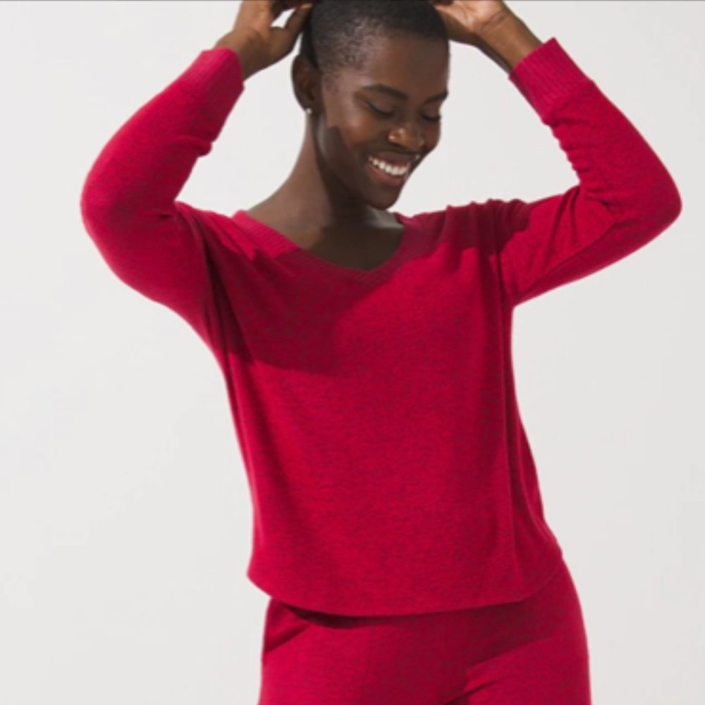 NWT Soma Brushed Cozy Pajama Lounge Set Red - Picture 3 of 9